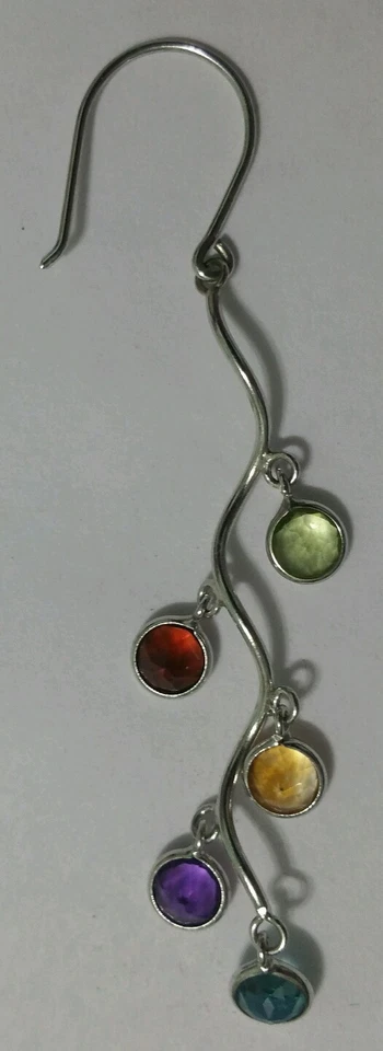 Pendientes Oro Blanco 14k con Piedras de Colores 4mm Redondos Foto 3 de 3