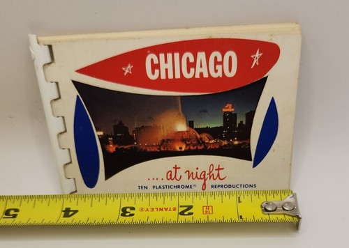 Vintage Chicago at night 10 Plastichrome Colourpicture Mini Book, Illinois - Picture 7 of 7