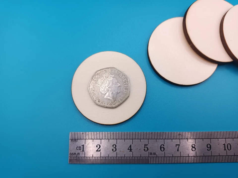 5cm/50mm CIRCLES PLY 4mm Thick Craft Shapes Wood DIY Disc Plaque with/out hole - Image 4 of 4