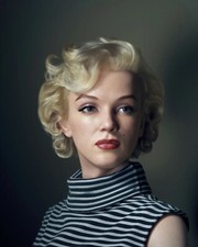 Marilyn Monroe Posing in Striped Dress 8x10 PHOTO PRINT