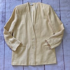 Vintage Talbots Size 6 Yellow Blazer Jacket Button USA Made Pockets Collarless