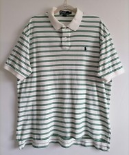 Polo by Ralph Lauren Men's White Green Short Sleeve Striped Polo Shirt Size XL