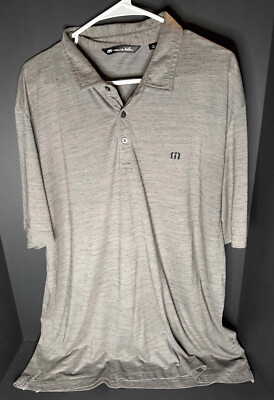 Travis Matthew Golf Polo Shirt Mens 2XL XXL Gray Heathered Stretch Preppy