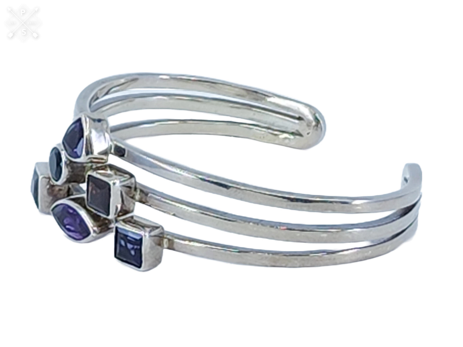 MODERNIST SOLID STERLING SILVER AMETHYST and GEM … - image 4