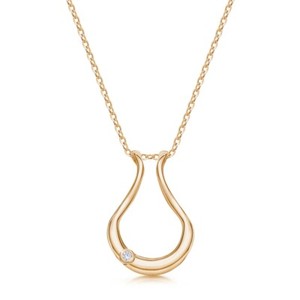 Authentic Elegant 14k yellow Gold plated & Diamond Ring Holder Pendant Necklace