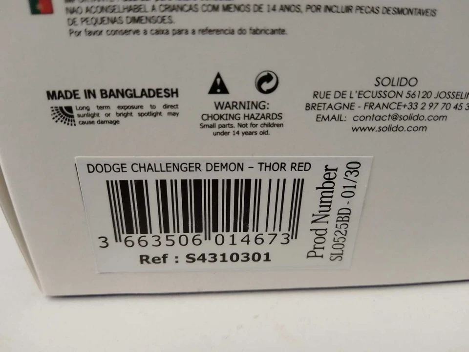Solido Dodge Challenger SRT Demon thor red 2018 1/43 S4310301 - Immagine 2 di 2