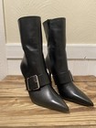 Steve Madden Banter High Heel Black Leather Buckle Ankle Boots Booties 8M