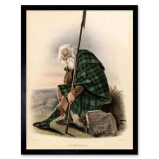 Painting Portrait Highland Clan Scotland Tartan Farquharson 12X16 Framed Print