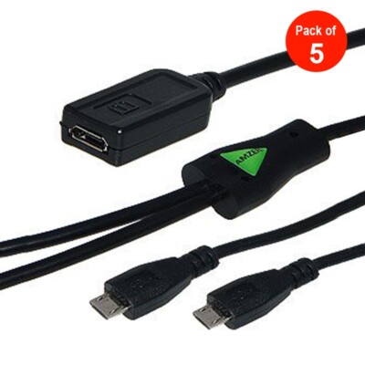 AMZER Convert Micro USB to Dual Micro USB Twin Y Splitter Charging Data Cable