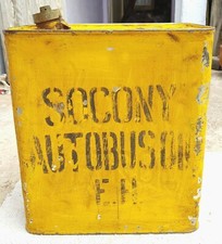 1920s Vintage Socony Autobus Eh Benzin Dose Kann mit Messing Kappe Werbe T1011