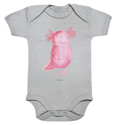 3. - 6. Monat Organic Baby Body Axolotl Glücklich - Geschenk Motivation Lurch