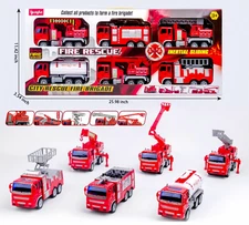 City Rescue Fire Brigade Toy Set - 6-Piece Fire Truck Playset for Kids 3+