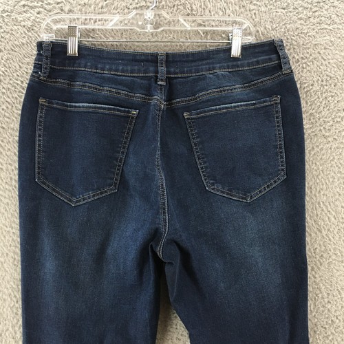 So Jeans High Rise Skinny Denim Womens 17/33 Dark Wash Ripped 5 Pockets Button - Picture 11 of 16