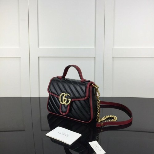 Gucci Marmont Black GG Mini Gold Red Italy Top Handle Small Bag Quilted NEW  | eBay