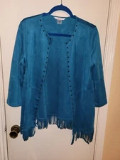 Allison Daley Open Front Teal Blazer Size 10 Cute