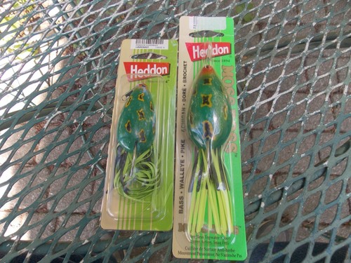 (2) Heddon MOSS BOSS Topwater Lures Frog Pattern 2-Sizes SEALED 12/24