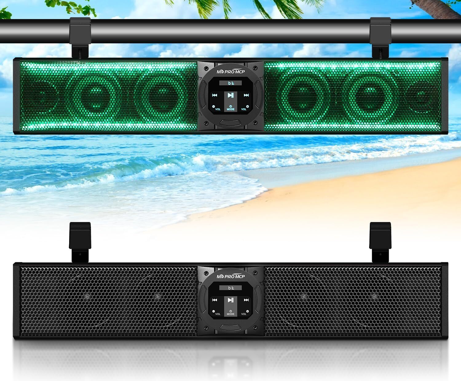 26in RGB UTV Sound Bar 500W Speaker Wireless Sound System Fo