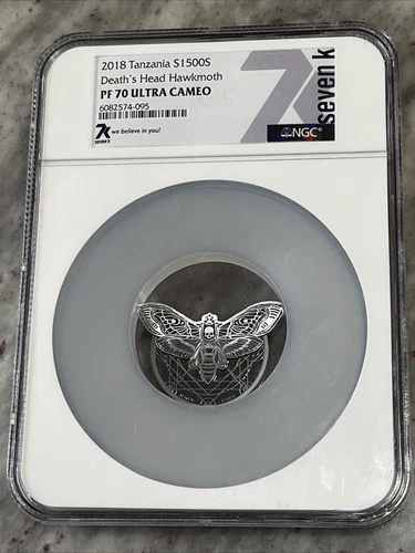 2018 Tanzania Deaths Head Hawkmoth NGC PF70 Ultra Cameo Slab
