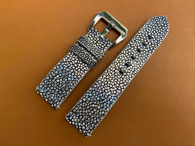 Silver Hologram Stingray Leather Watch Strap Band 18mm 19 20mm 21 22mm 24mm 26mm