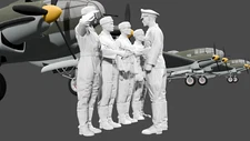 WWII Luftwaffe - Bomber Crew - Field Caps - 5 Figure Set