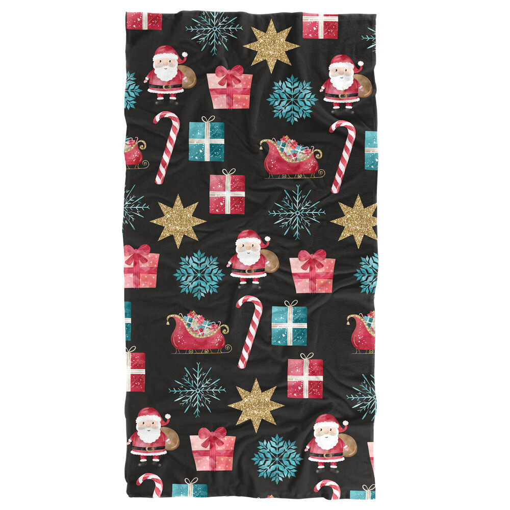 Festive Santa Pattern 30x60 Beach Towel