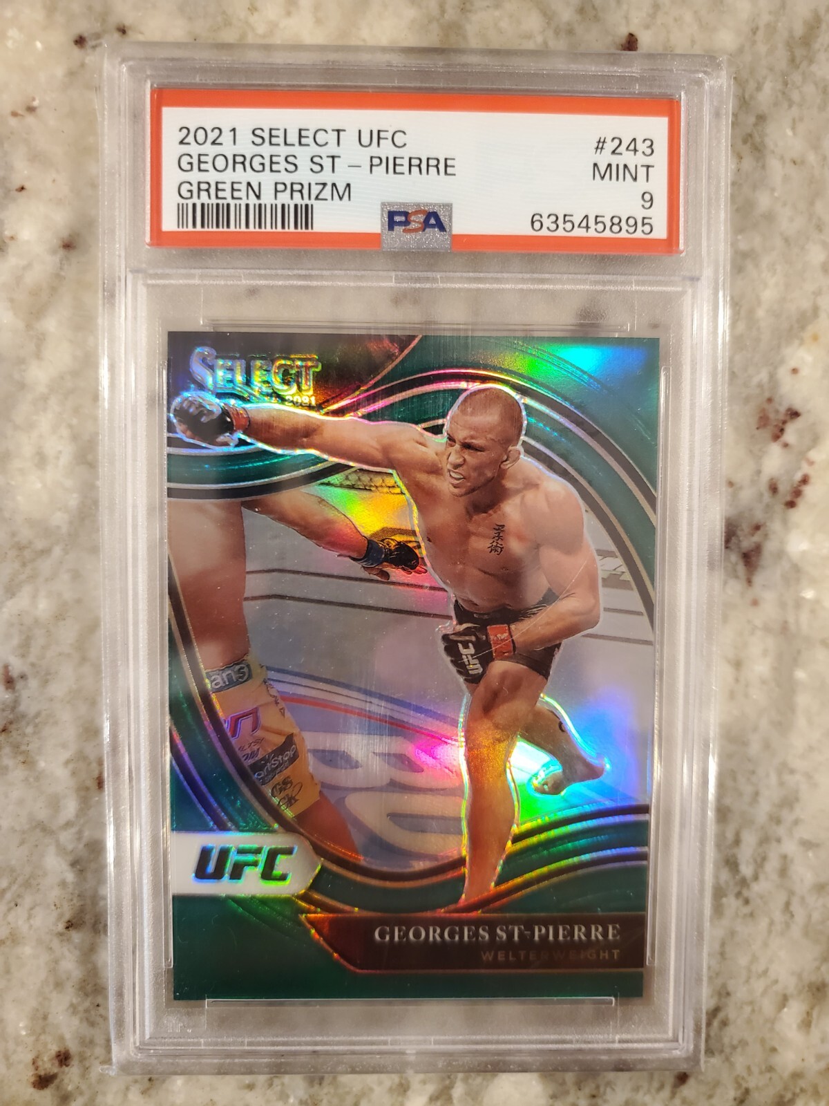 2021 Select UFC Georges St-Pierre Green Prizm Octagonside PSA 9 (3/5)