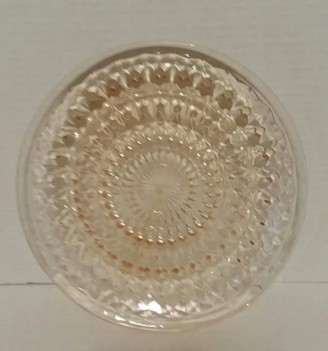 Jeannette Buttons and Bows Pink Depression Glass 9" Sandwich Plate.