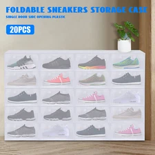 20 Pack Shoe Storage Box White Transparent Sneakers Display Case Flip-top Design
