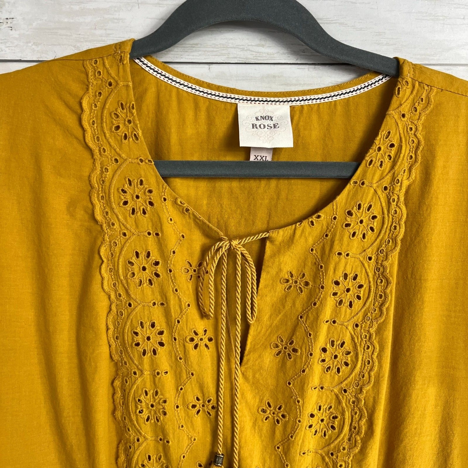 Knox Rose Mustard Yellow Boho Short Sleeve Dress Gem