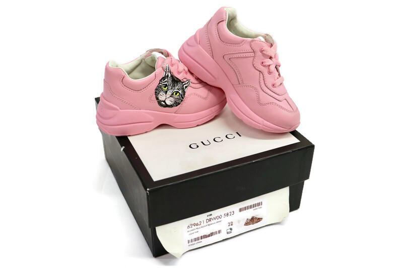 靴 GUCCI RHYTON MYSTIC CAT SNEAKERS PINK Gucci women's pink leather Rhyton Mystic cat sneakers – Loop