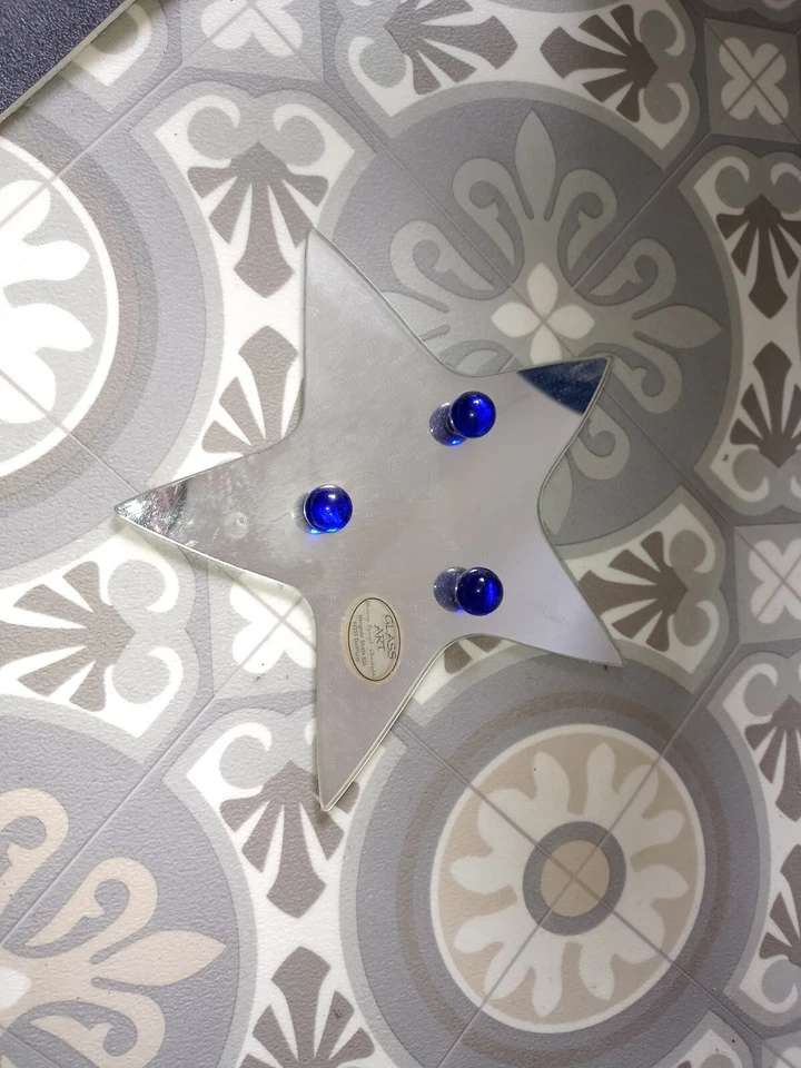 Spiegelunterlagemit 3 Blauen Kugeln. Von Glas Art - Bild 2 von 3