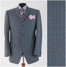 Mens Vintage Blazer 44R UK Size A.VORDEMFELDE Check Blue Wool Sport Coat Jacket