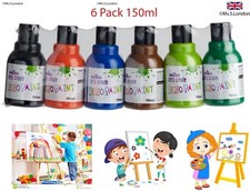 6 X 150ml Paint Set Childrens Paint Set Kids Paints In Bottles UK