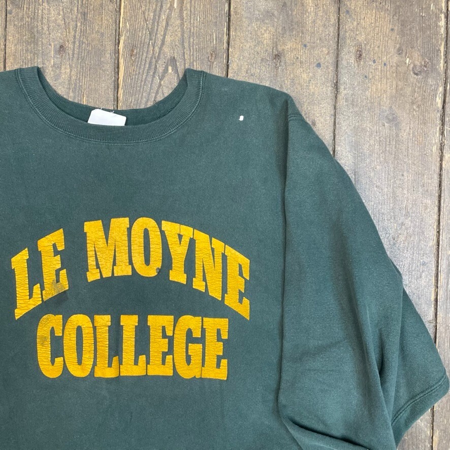 Champion Sweatshirt Mens 80s Reverse Weave Le Moyne Warm Up Jumper, Green, XL image 2