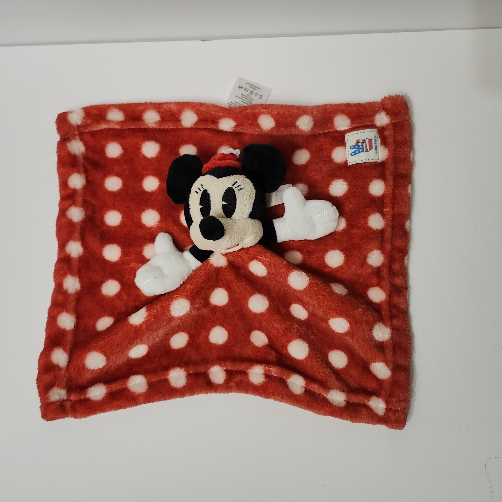 Disney Junk Food Baby Minnie Mouse Red Polka Dot Security Blanket Lovey Toy