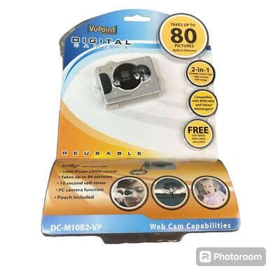 New VuPoint DC-M10B2-VP Mini Digital Camera Web Cam LCD Display Timer Pouch
