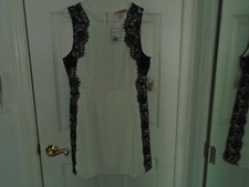 Forever 21 Contemporay White & Black Lace Trimmed Dress Junior's SZ LG New Tags