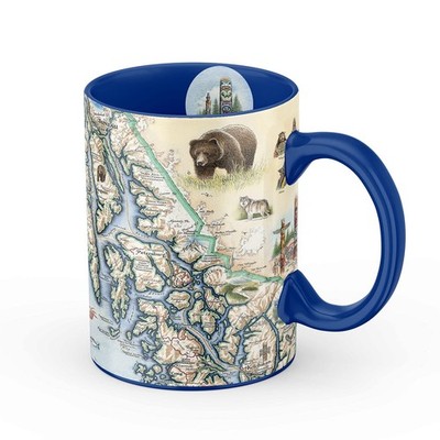 Alaska Inside Passage Map Ceramic Mug (16oz)   BPA-Free Coffee Cup for Hot & ...