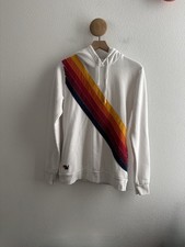 Aviator Nation Cross Striped Hoodie Size Medium Stain