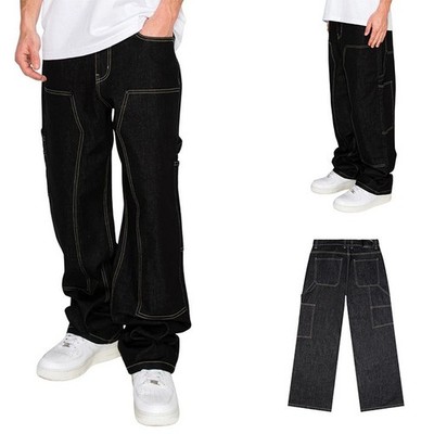 Victorious Men's Raw Denim Baggy Fit Comfortable Carpenter Jeans