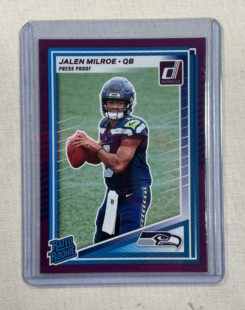 2025 Panini Donruss - Rated Rookie Jalen Milroe purple press proof