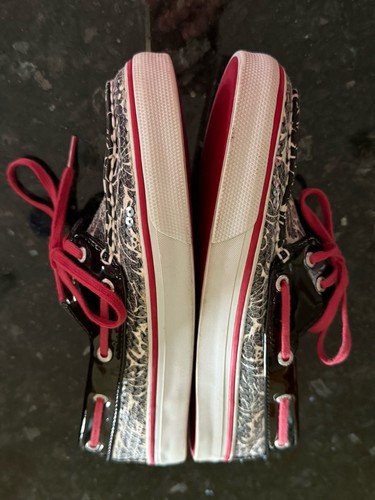WOMENS Size 7 SPERRY TOP-SIDER BISCAYNE BLACK Sequined FLORAL BOAT SHOES - Picture 7 of 8