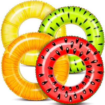 4 Pack Inflatable Pool Floats Fruit Tube Rings, Fruit Swim Tubes, Pool Floati...