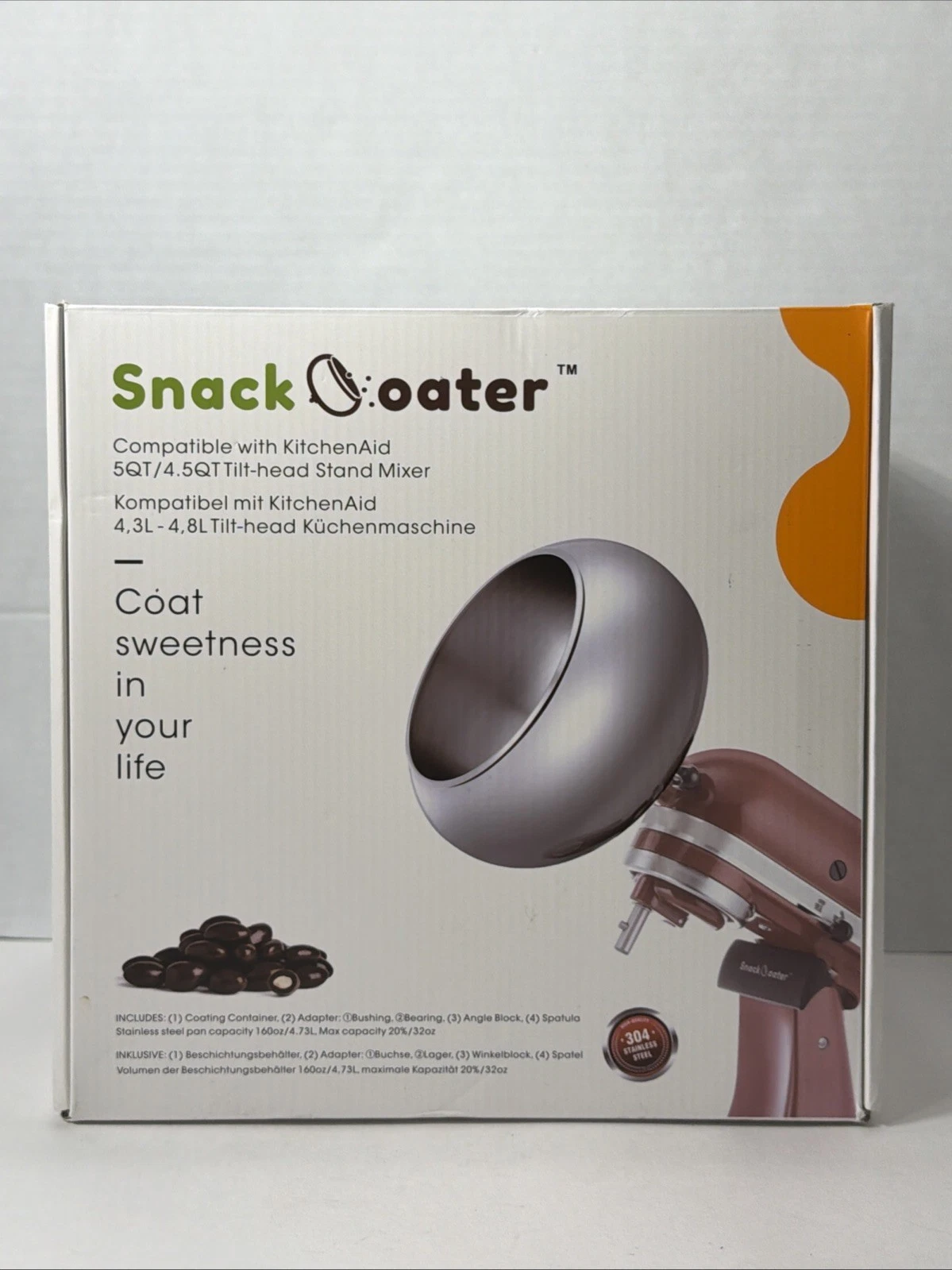 Aieve SNACK COATER Compatible with KITCHENAID Tilt-Head Stand Mixer NEW Open Box
Opens in a new wind