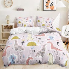 Image of Dinosaur World Cartoon Dino Roaring Boys Gifts Doona Duvet Quilt Cover Bed Set