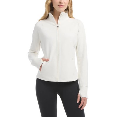 Jockey Women's Yoga Jacket Moisture Wicking Zipper Pockets Cream Small