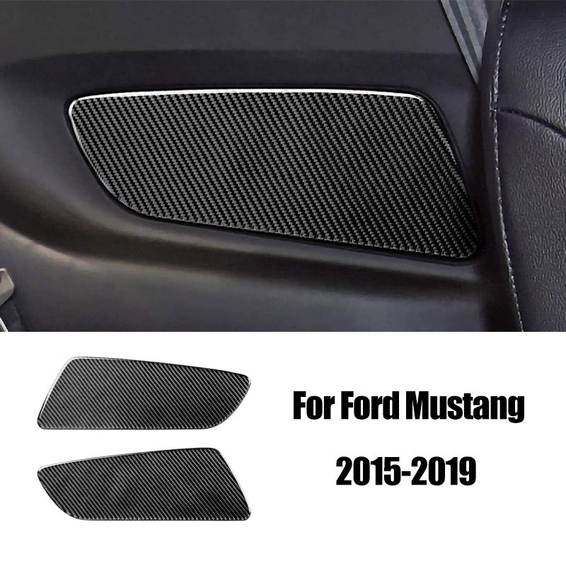 Black Carbon Fiber Car Rear Door Panel Trim Sticker For Ford Mustang 2015-2020