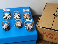 Italian Capodimonte Mini Flower Baskets Handmade Porcelain Set of 6 New in Box