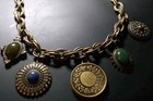 Ann Taylor LOFT Statement Necklace Chunky Boho Green Blue Cabochon Medallion — photo 8