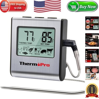 High-Accuracy LCD Meat Thermometer with Timer for Oven and Grill - 716°F Limit